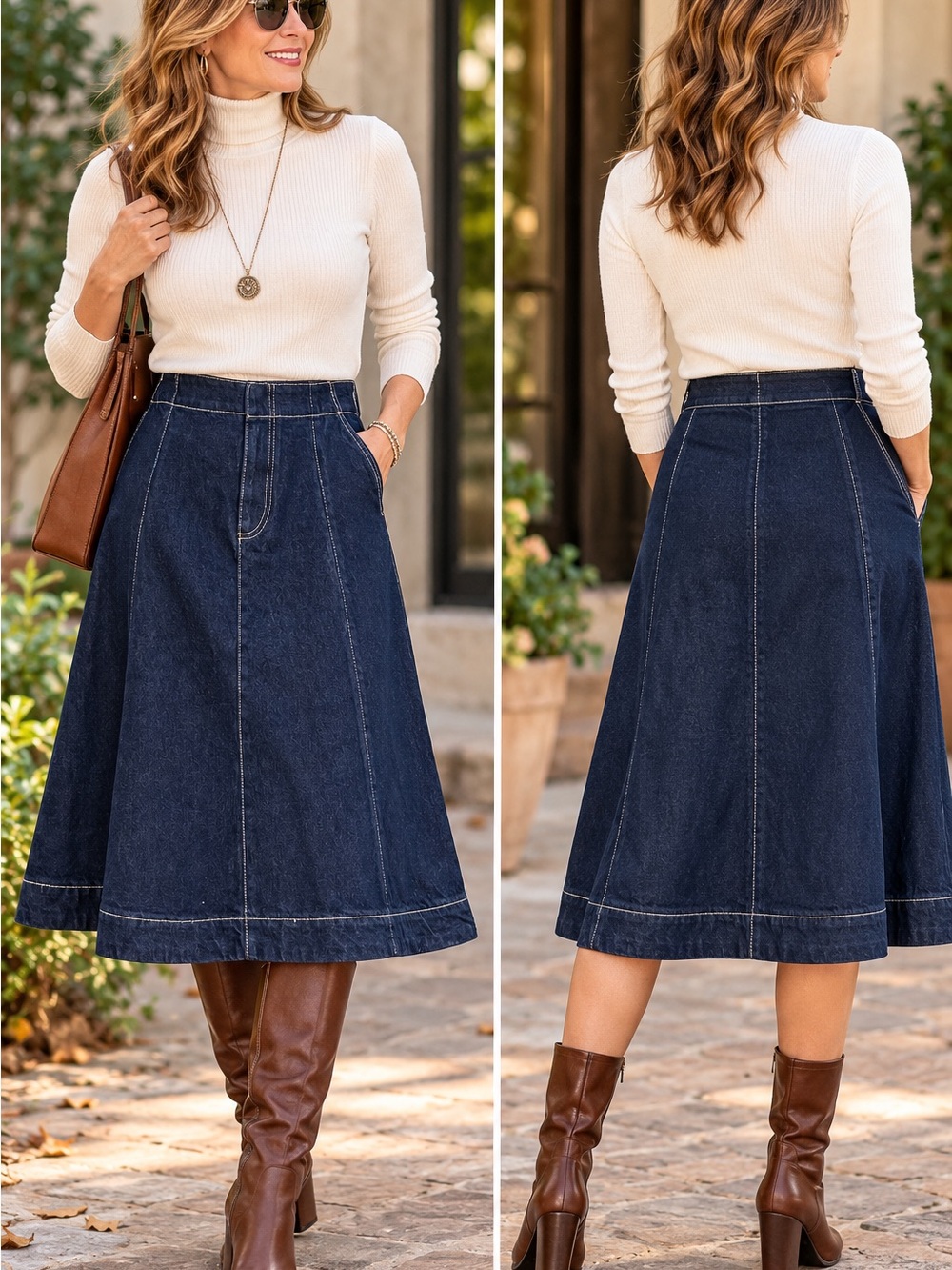 MANGO Dark Wash Denim A-line Skirt Dark Academia Indie Minimalist Size Small